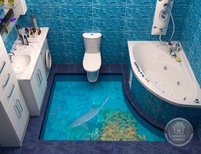 Наливные 3D полы - лучший вариант для ванной комнаты